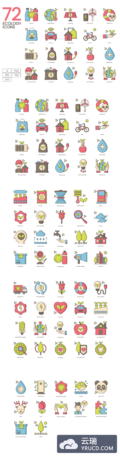 绿色环保相关图标套装下载[Ai]