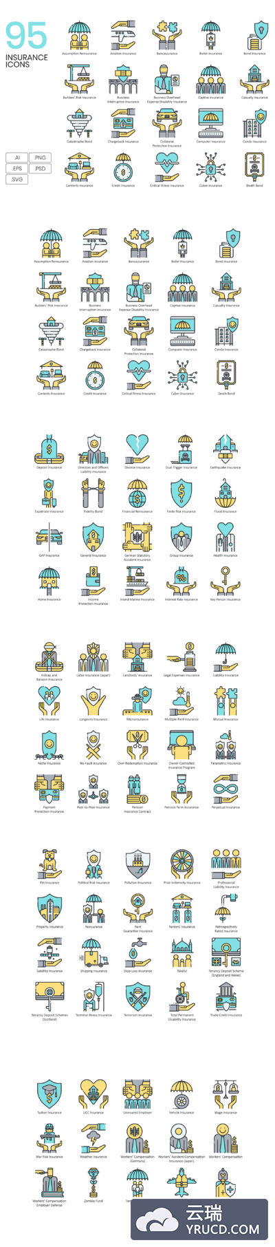 95个保险相关创意图标下载[Ai]