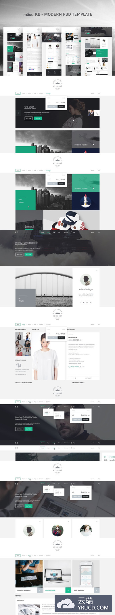 网站Photoshop PSD模板 K2 Website Photoshop PSD Template