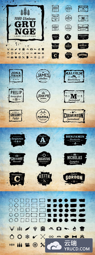 经典logo模板 Vintage and Grunge Logo Creator