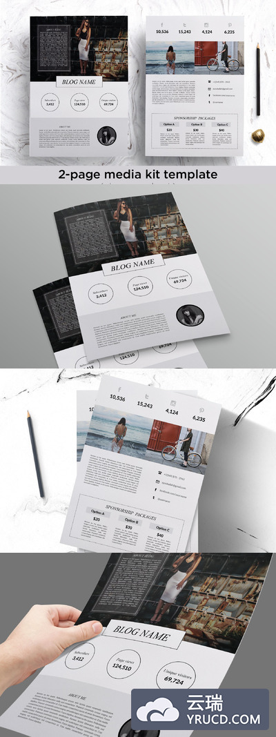 媒体工具包模板 2 page media kit template
