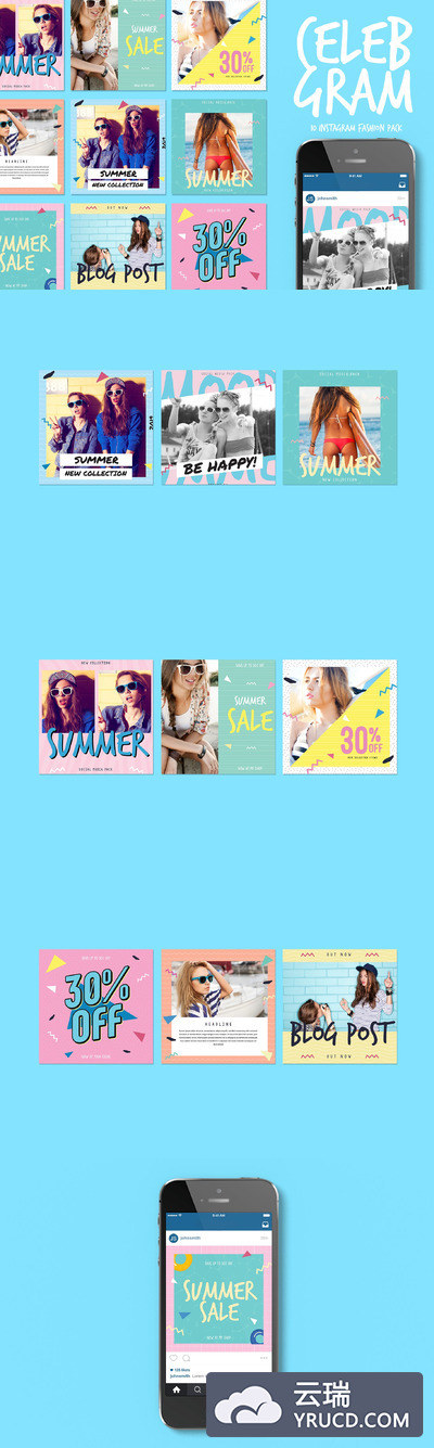 时尚广告模板包 Celebgram_Instagram Fashion Pack