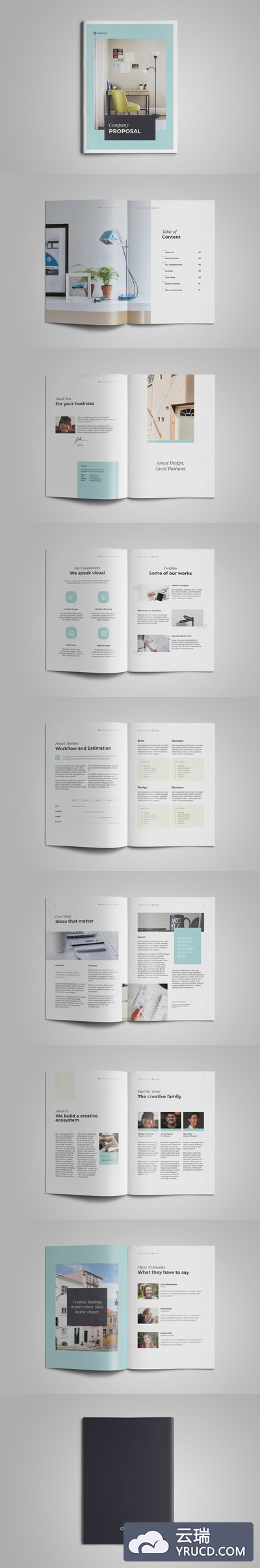 时尚高端简约多用途的高品质商业计划书楼书杂志品牌手册画册宣传册设计模板（indd）