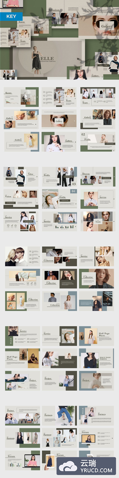 免费模板：时尚文艺的Keynote+PPT模板套装下载[Key,PPTX]