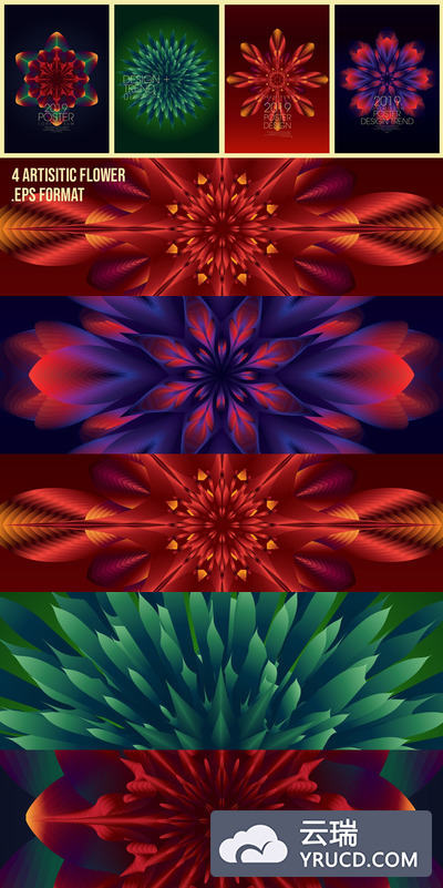 震撼绚丽的时尚高端万花筒花朵花纹纹理集合