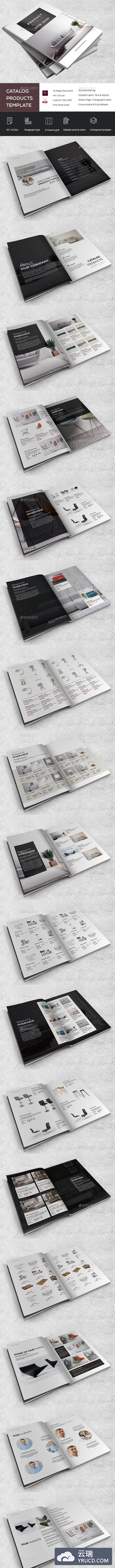 时尚高效简约多用途的产品目录杂志设计模板