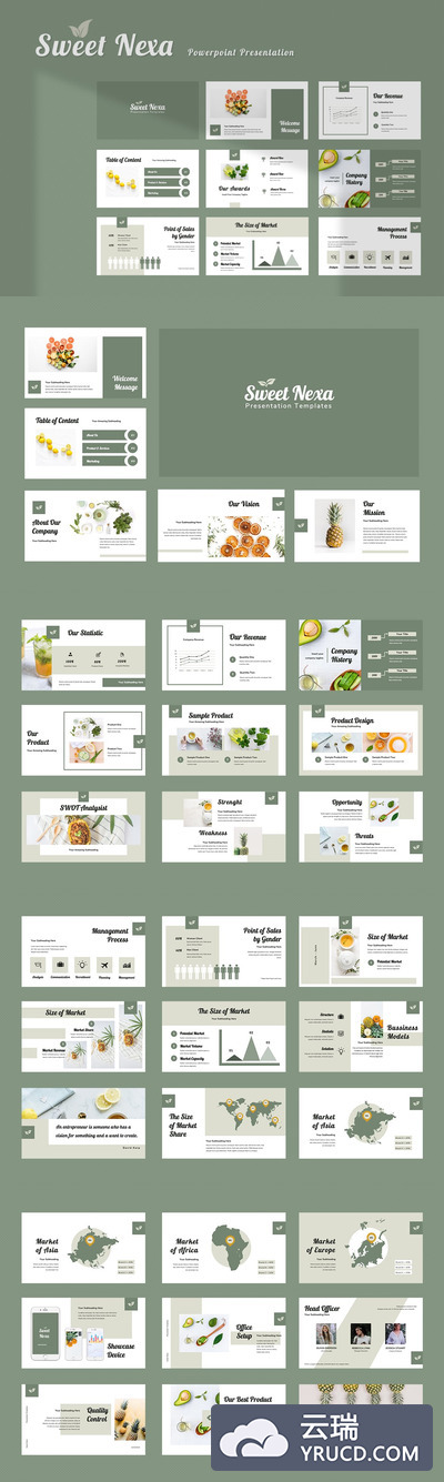 PPT | 高级灰豆绿干净现代简单创意模板幻灯片演示文稿