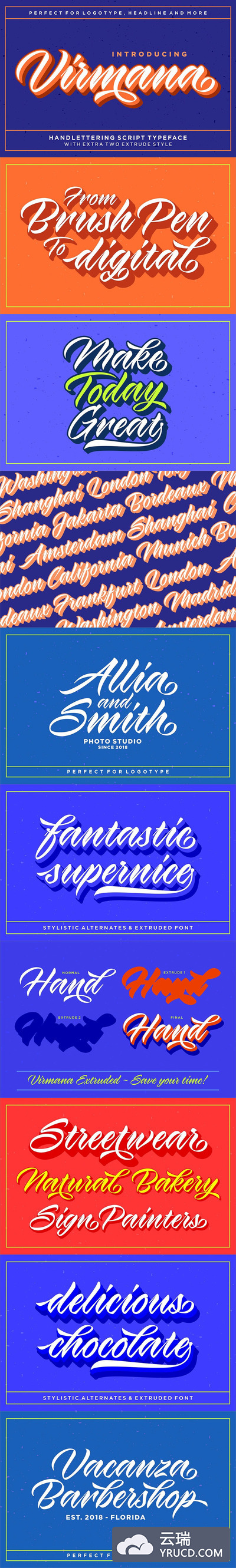 字体 | 复古书法笔触英文文字Type