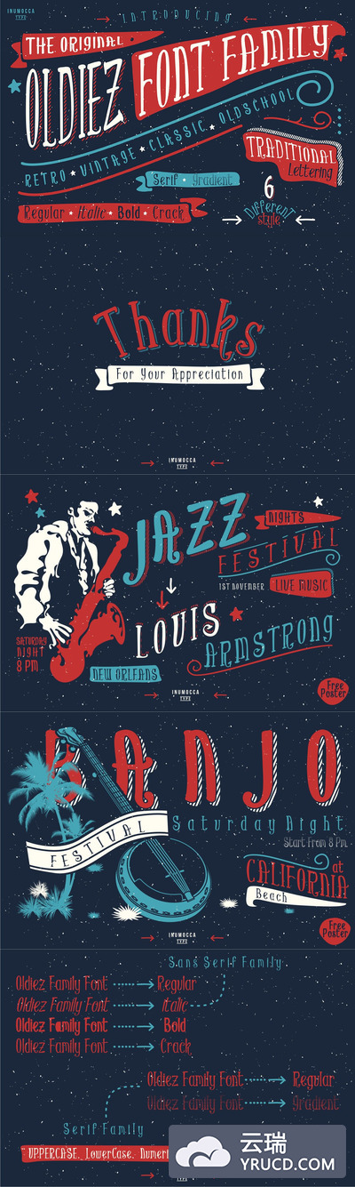 字体 | 复古爵士音乐海报文字元素