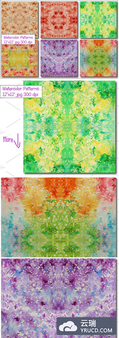 红色无缝水彩图案纹理 Watercolor Pattern Red Seamless