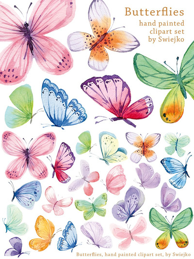 水彩蝴蝶插画 Watercolor Butterflies