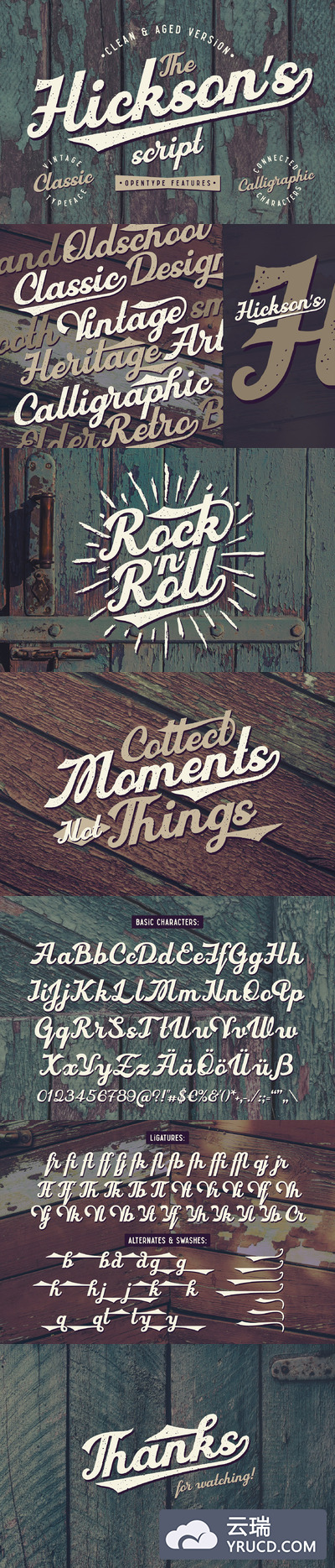 经典手写字体 Hickson's Vintage Typeface Duo