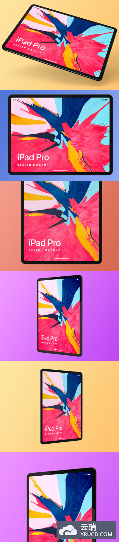 时尚的 iPad Pro 多角度设计展示样机下载 [PSD]