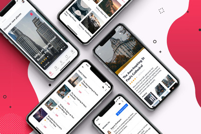 时尚高端多用途的高品质旅游概念APP UI KITS（AI，SKETCH，XD）