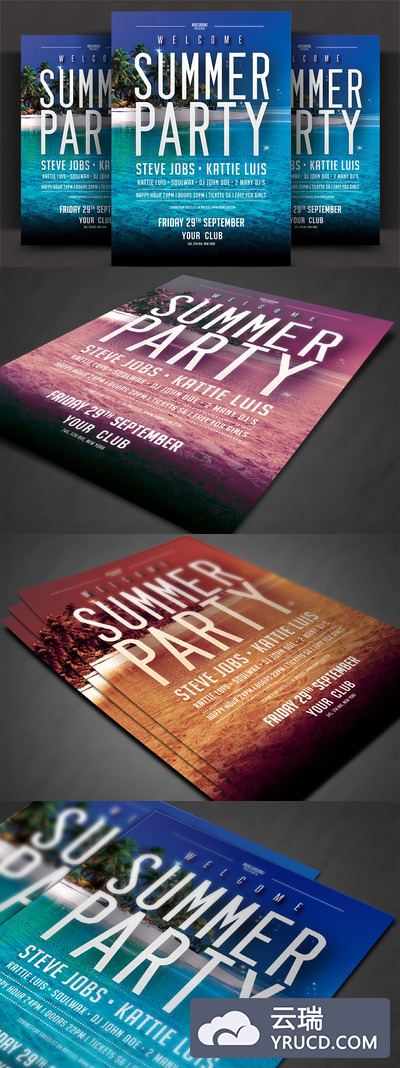 夏日派对传单模板 Summer Party Flyer