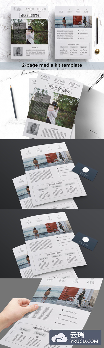 现代简历模板 Modern 2-page media kit template