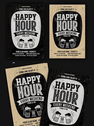 欢乐时光海报模板 Happy Hour Flyer