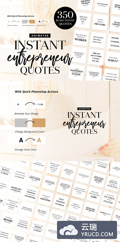 社交媒体名言素材合集 Animated Entrepreneur Quotes Bundle