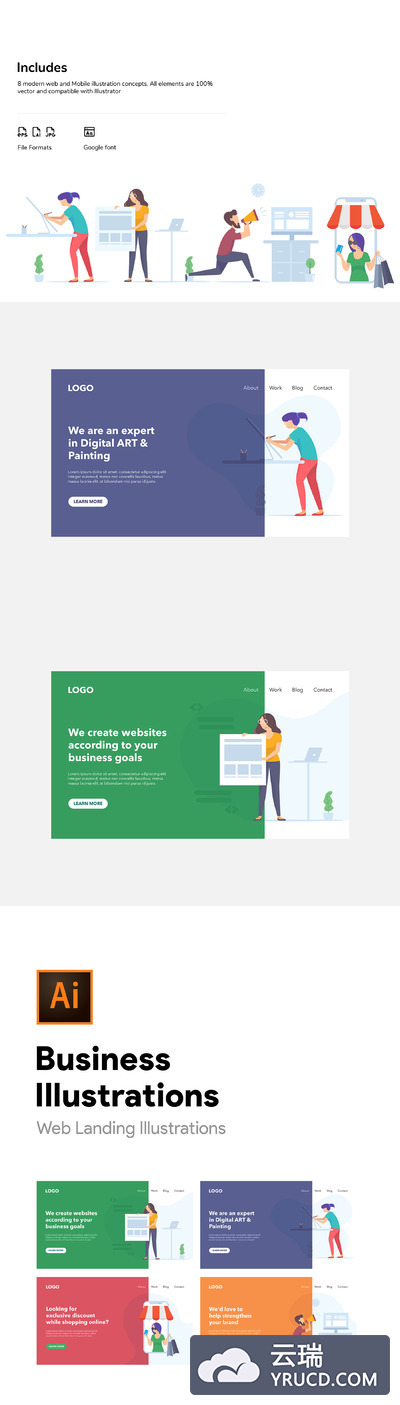 商业互联网概念插画下载[Ai]