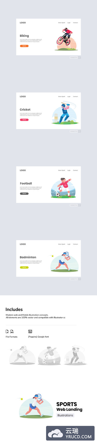 矢量运动插画图形素材下载[Ai]