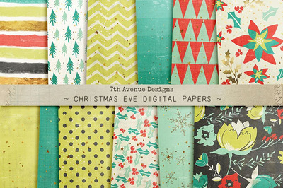 平安夜数码纸纹理 Christmas Eve Digital Papers