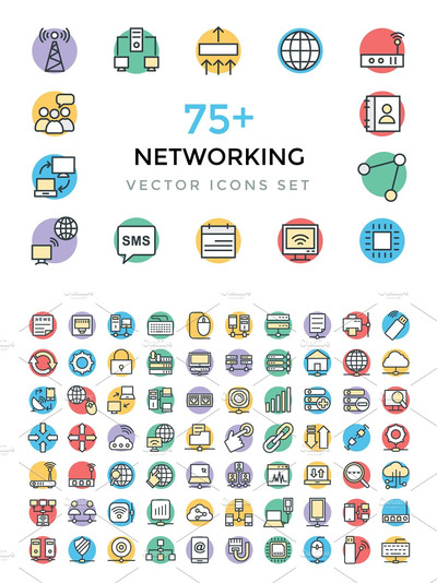 75+网络矢量图标 75+ Networking Vector Icons