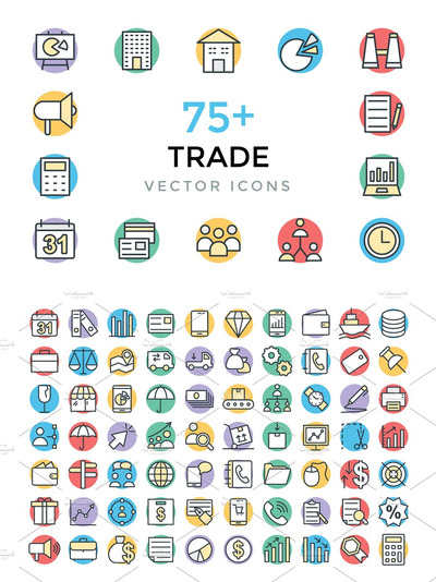 贸易矢量图标 75+ Trade Vector Icons