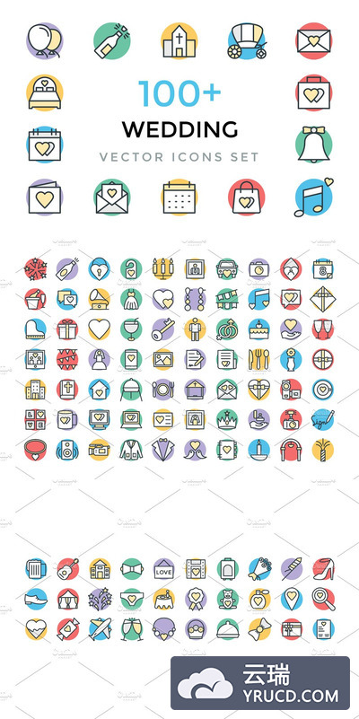 100+婚礼矢量图标 100+ Wedding Vector Icons