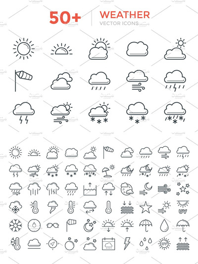 50+天气矢量图标 50+ Weather Vector Icons