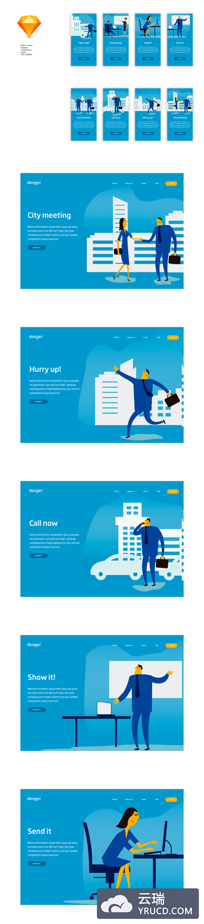 办公室生活方式插画下载[Sketch]