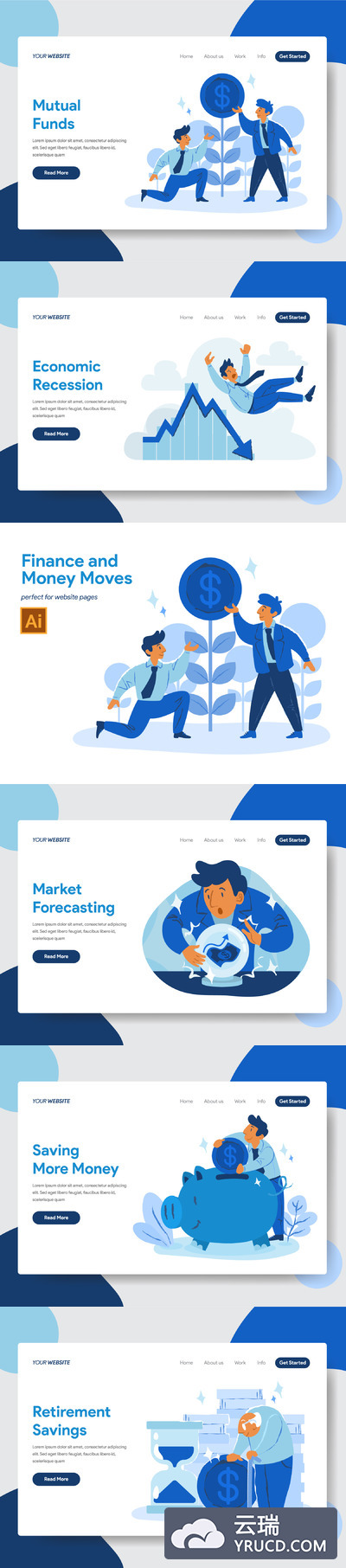 金融货币流通相关的互联网概念插画下载[Ai]