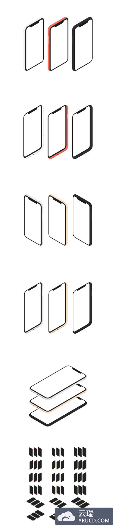 扁平化的iPhone X手机样机下载[Ai,PSD]