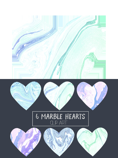 大理石心形剪贴画 Marble hearts clip art