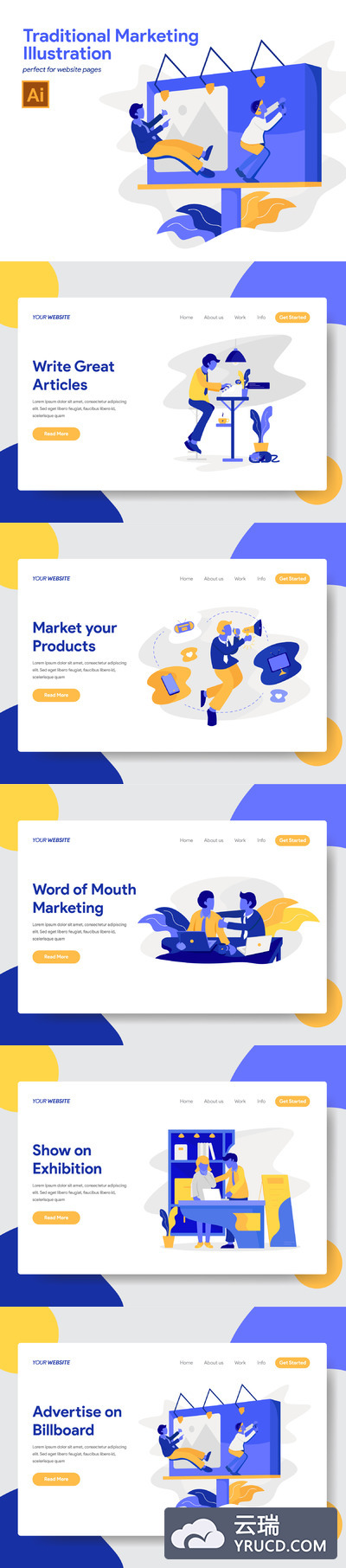 传统市场营销概念插画图下载[Ai]