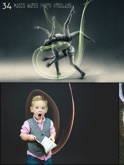 魔法波浪效果高清照片叠层背景