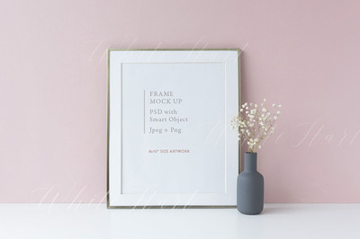 金色框架模型 8x10 golden frame mock up - pink bgd