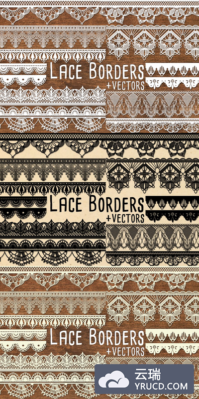 蕾丝图案剪贴画 Vector Lace Border Clipart Lace