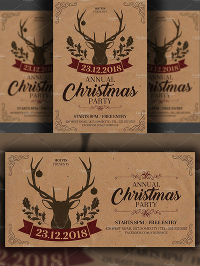圣诞节邀请函海报模板 Christmas Invitation Flyer