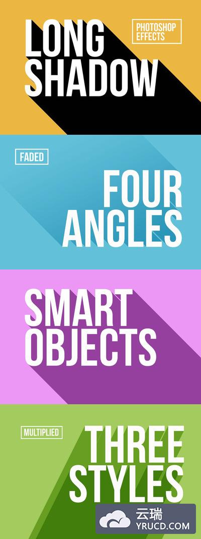 长投影特性字体图层样式 Long Shadow Photoshop Effects