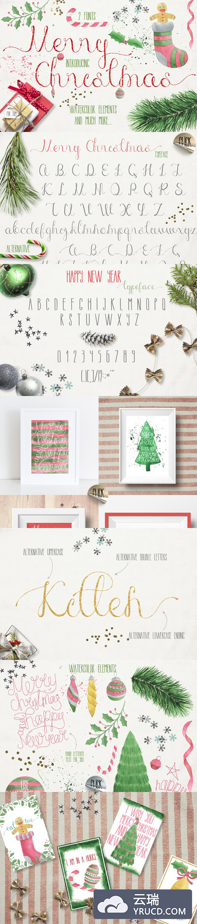 圣诞节手写字体 Merry Christmas [2 fonts] Pro