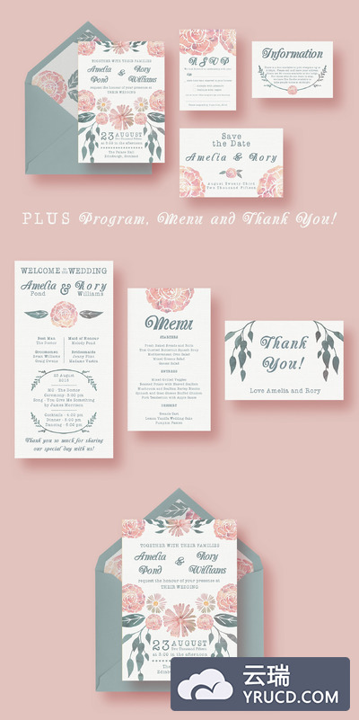 水彩婚礼邀请函 Watercolour Wedding Suite