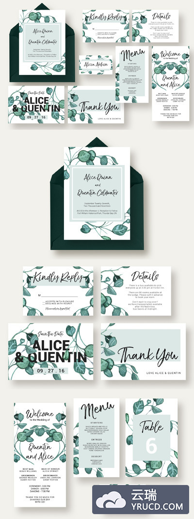 现代蓝桉树婚礼模板 Modern Eucalyptus Wedding Suite