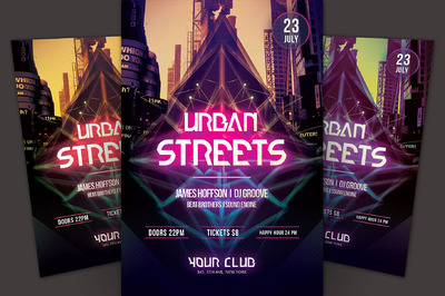 城市街道宣传单模板 Urban Streets Flyer Template