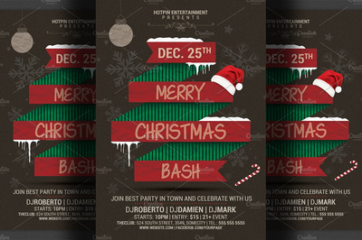 圣诞狂欢派对传单模板 Christmas Bash Party Flyer Template
