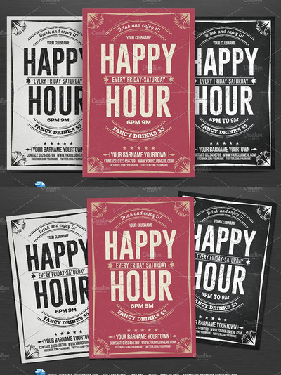 欢乐时光海报模板 Happy Hour Flyer