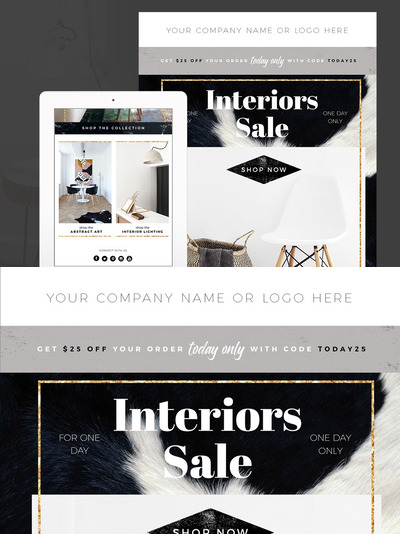 优秀室内设计网站模板 Boho Email Template PSD - Interiors