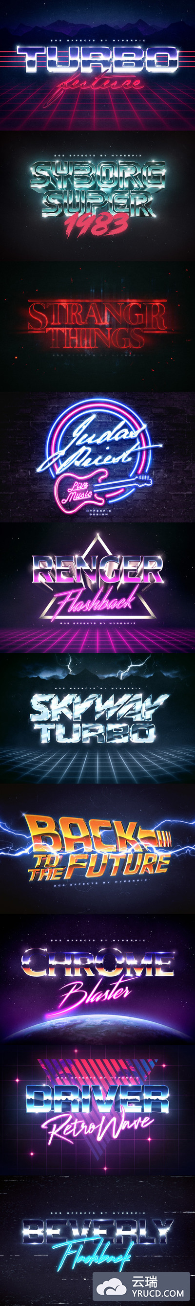 80年代经典逼真文字效果字体下载 Vol.3