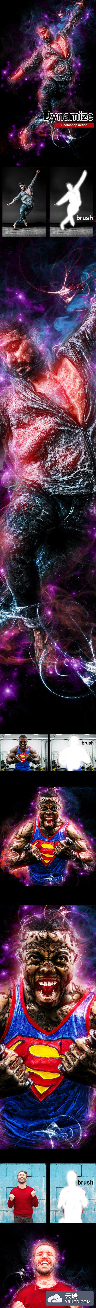 运动力量冲击效果Photoshop动作下载