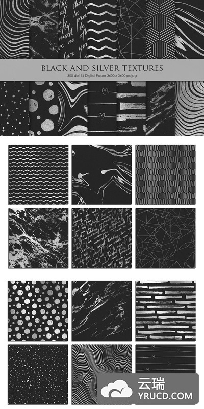 免费：黑色和银色几何抽象肌理背景纹理素材下载[高清JPG]