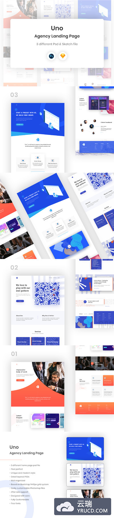 创意代理公司网页模板下载[PSD,Sketch]